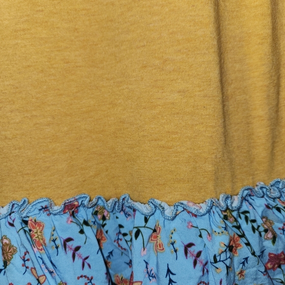 Matilda Jane Mustard Yellow Blue Mixed Tiered Ruffle Hem Size XS Cottagecore - Picture 7 of 13